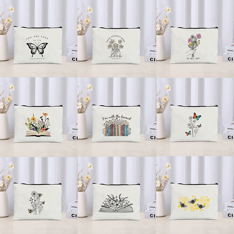 

Aesthetic Reusable Makeup Bag Find Someone Who Grows Flowers Country Music Cosmetic Bag Singer Fans with Inner Zipper Women Gift