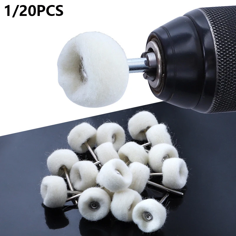 20PCS Fine Shank Wool Polishing Head Grinding Mini Brush Felt Pad Abrasive Wheel Sanding Head Buffing Polishing Tool Accessories