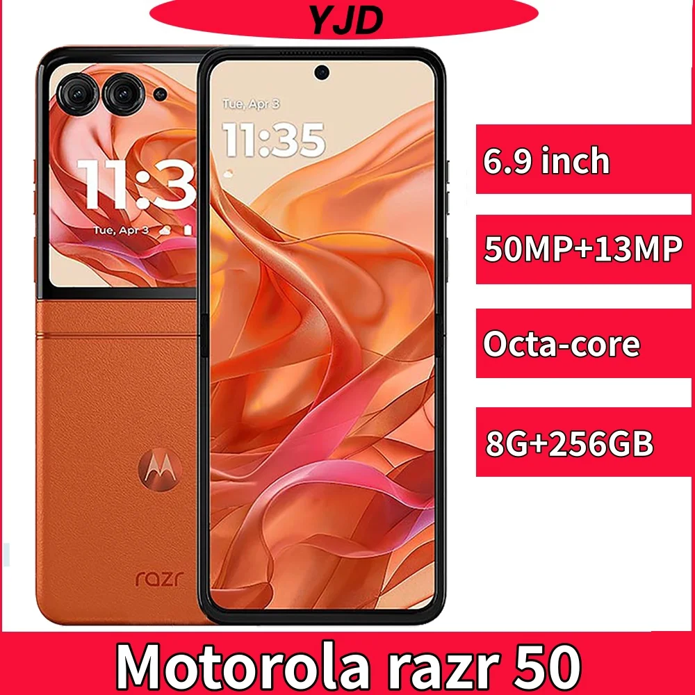 97% جديد موتورولا موتو رازر 50 5G الهاتف الخليوي MTK Dimensity7300X 6.9 "القطب شاشة مطوية 120 هرتز 50MP NFC OTA الهاتف المحمول الأصلي