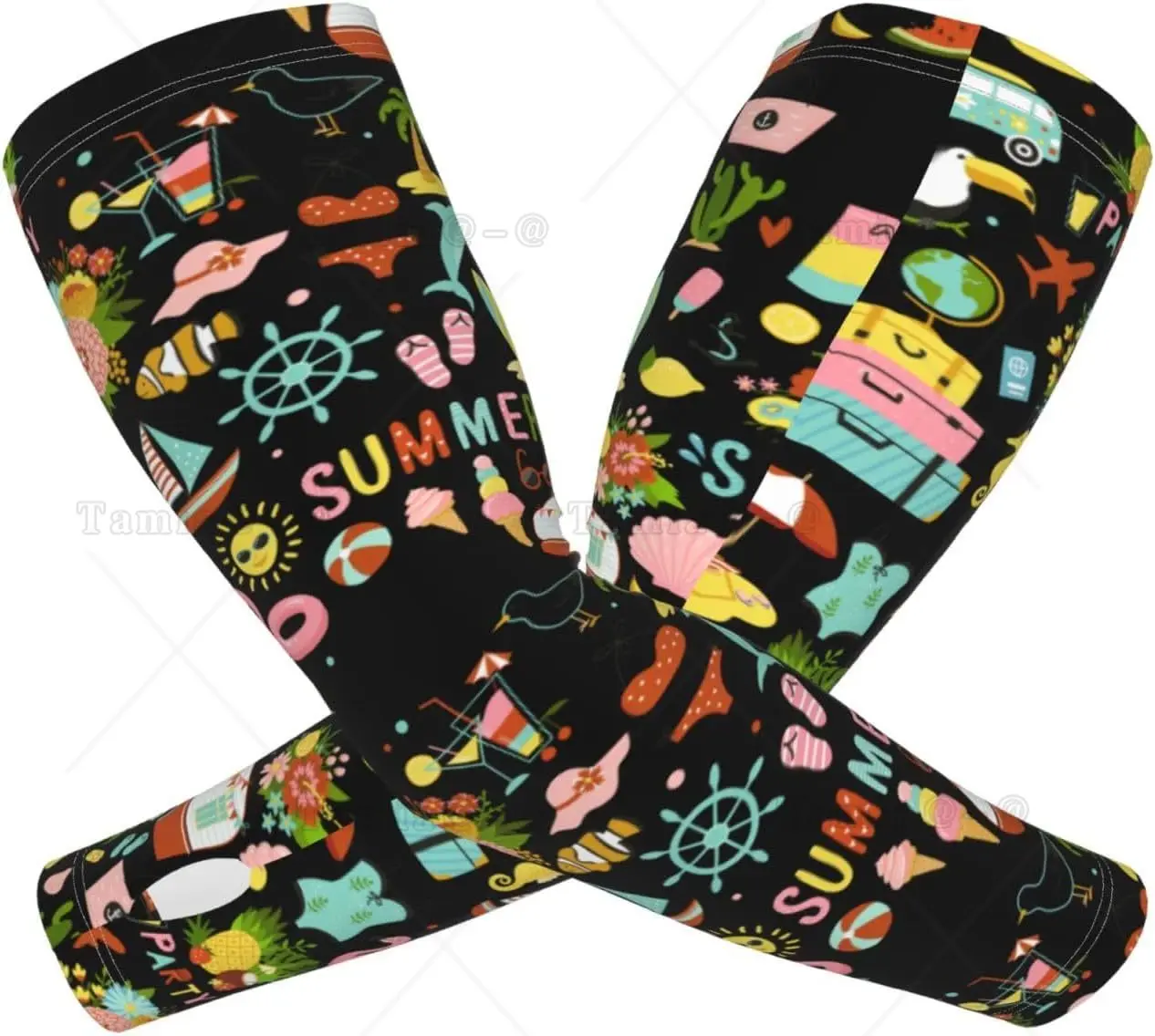 Hello Summer Print Arm Sleeves Cooling UV Sun Protection Sports Compression  for Men Women Golf Basketball Arm Sleeves
