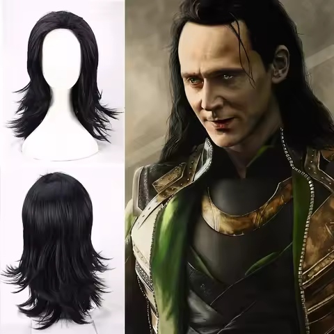 Movie Loki Cosplay Wig Men Black Heat Resistant Synthesis Hair Halloween Party Anime Wigs