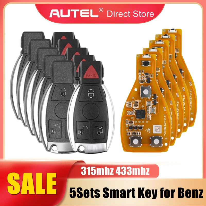 5PCS for Benz Universal Key with VVDI BE Key Pro Improved Version work with Autel IM508 IM608 IM608 PRO Key Generator (NO LOGO)