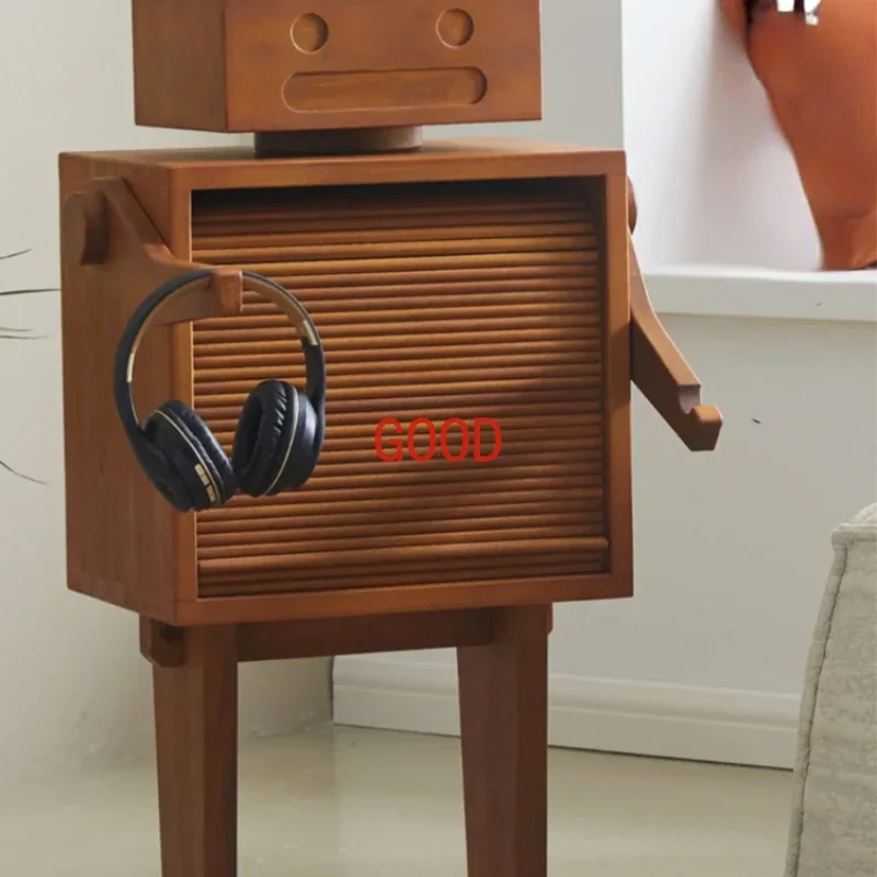 مخصص روبوت خزانة جانبية خزانة مشروبات تخزين الرجعية الإبداعية السرير استخدام الجانب تخزين الطفل تخزين الخشب الصلب