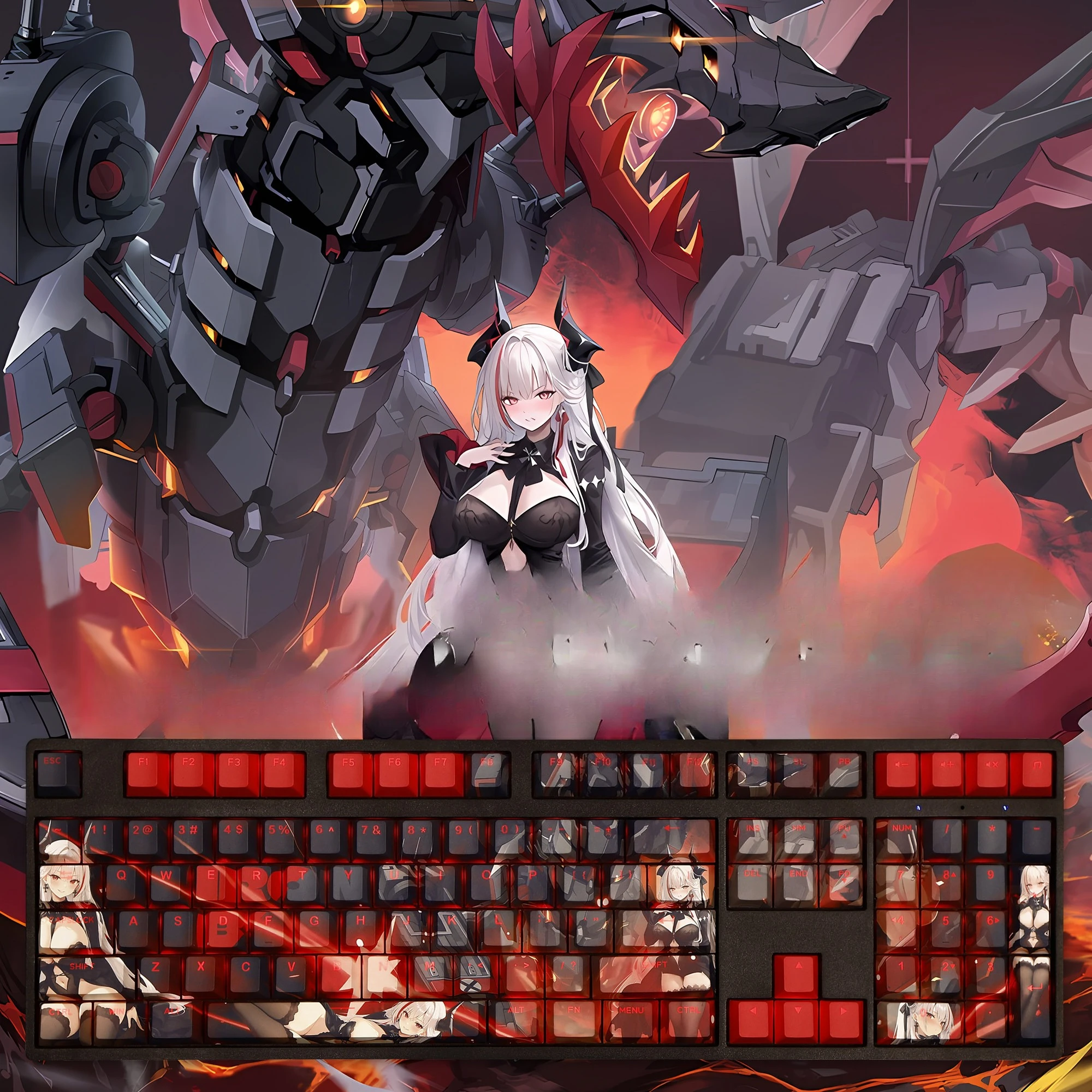 108 Keys/Set Zenker Azur Lane Cute PBT Keycaps Cherry Height for MX Switch Mechanical Keyboard Game Custom