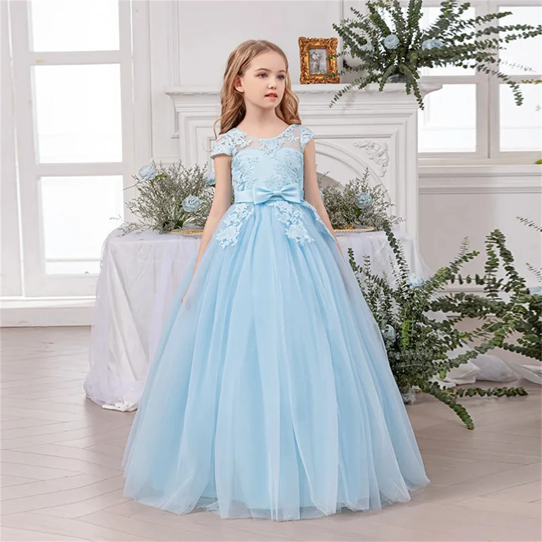 Customized Wedding Birthday Elegant Teenager Girl Evening Dress Off-Shoulder Princess Girls Dress For Wedding Piano Performance