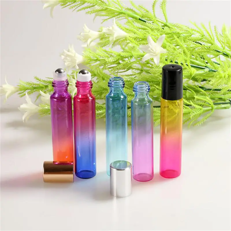 

1-10pcs Thick Glass Roll Bottles 10ml Gradient Color Empty Bottle Roller Ball Bottle For Essential Oil Travel Kit