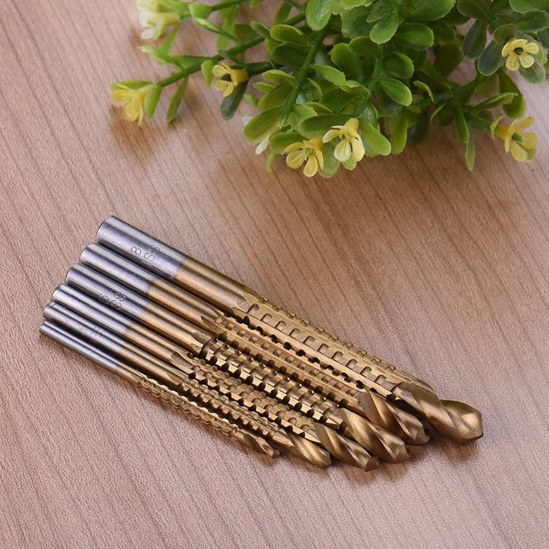 6Pcs Titanium Drill Saw Bit Set, HSS Serrated Bit Hole Drilling, 3-8Mm Carpenter Hacksaw Drill Bits Kit