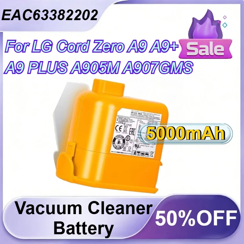 

EAC63382202 5000mAh For LG Cord Zero A9 A9+ A9 PLUS A905M A907GMS A905RM Replacement Vacuum Cleaner Battery