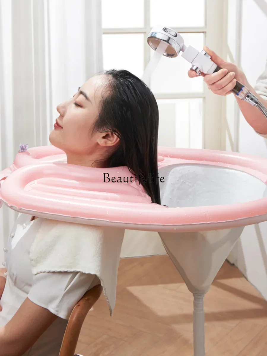 Avoid Bending Shampoo Basin Pregnant Women and Elderly Sitting and Washing Head Foldable Inflatable Portable