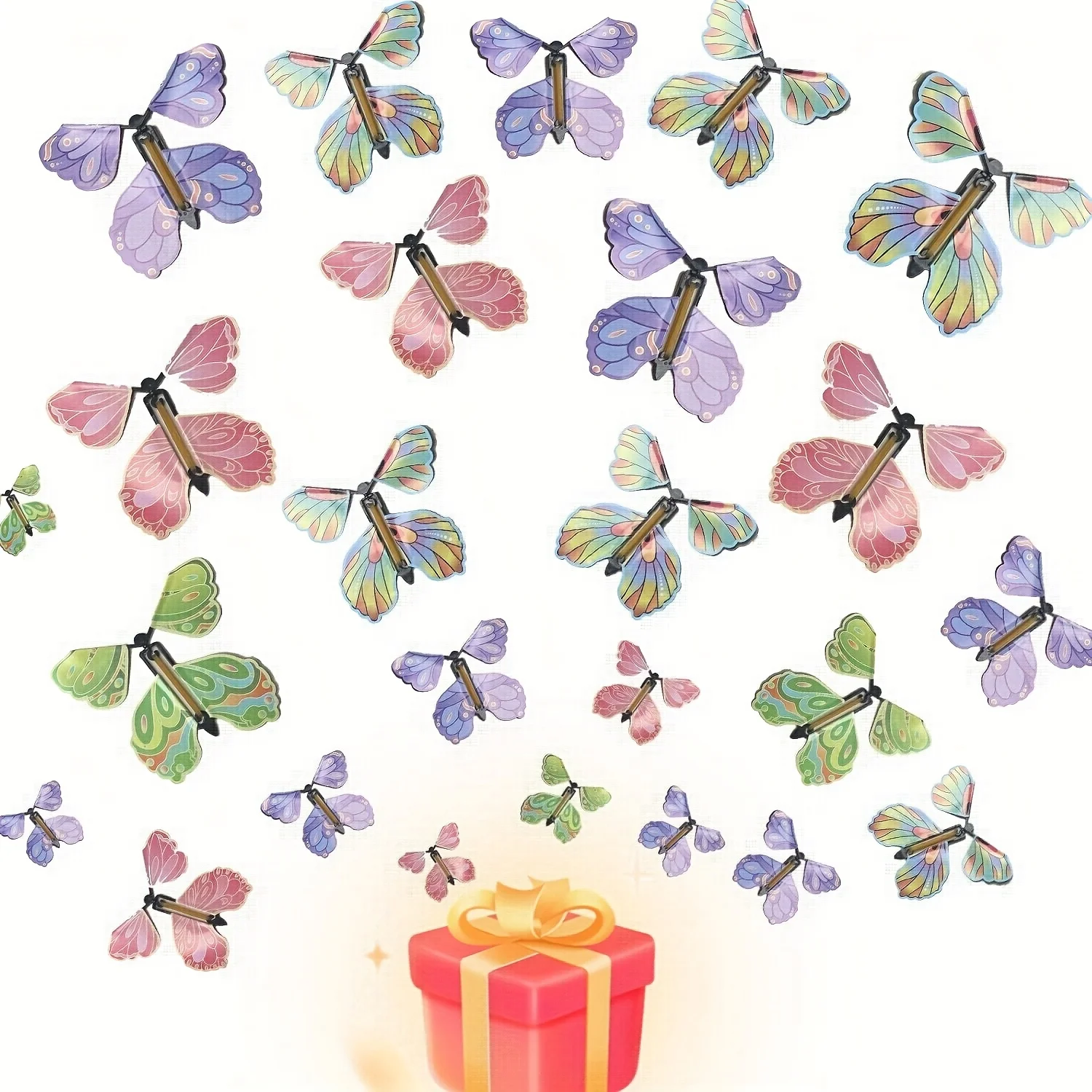 

12/20 шт. игрушки-бабочки, карты-летящие бабочки, игрушки-сюрпризы, идеальный подарок на день рождения, классные призы (случайный цвет)