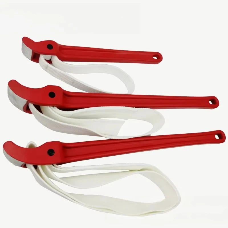 Non-Marking Belt Pipe Wrench Aluminum Handle Nylon Canvas Strap Traceless Pipe Pliers for Plumbing No-Scratch Tube Gripping Tool