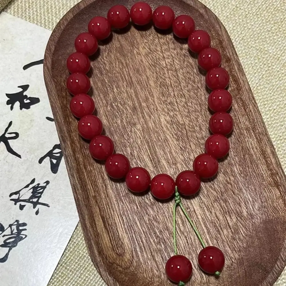 Red Bodhi Root Bracelet Yoga Carmine Prayer Beads Mala Bracelet Cherry Meditation Handheld Mala Beads Daily Wear