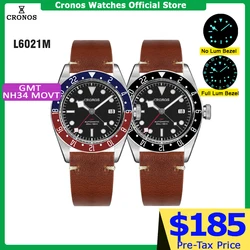 Cronos BB GMT Men Watch Automatic NH34 Coke Ceramic Bezel Bi-Directional 24 Clicks Spphire Glass L6021M