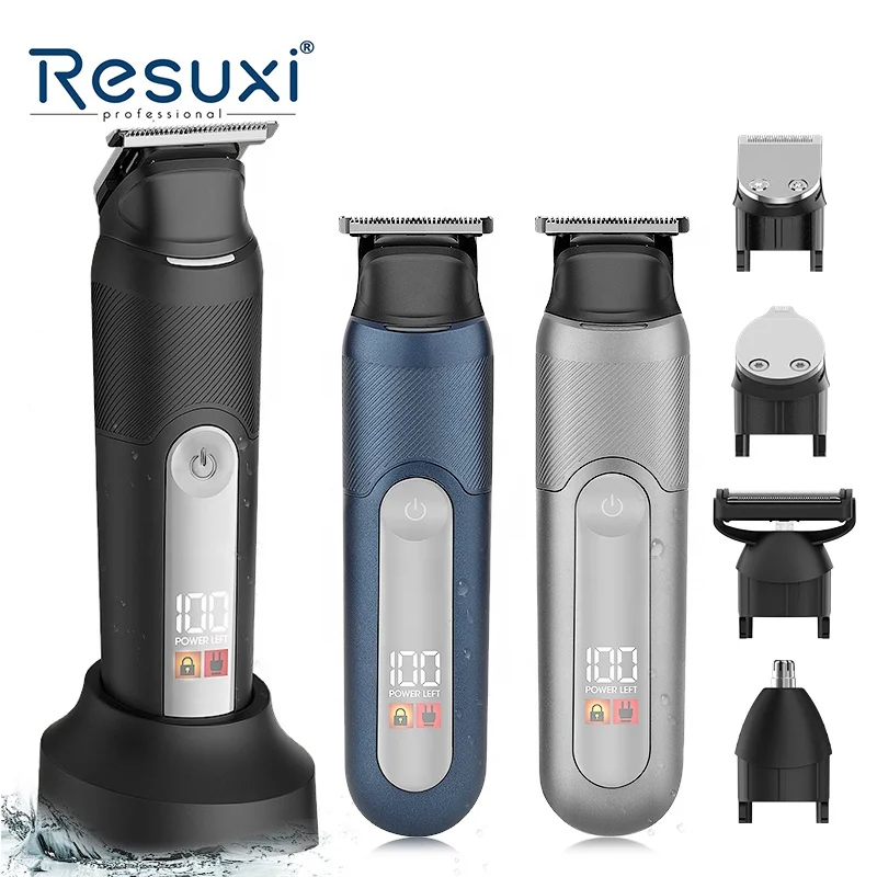 

Resuxi YJ-102 with Charging Base Waterproof IPX6 Beard Foil Shaver Hair Trimmer for Men 5 in 1 Rechargeable Razor 0-12mm