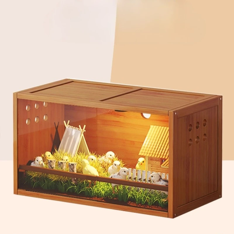 ‌Quail Breeding Cage, Panoramic Reptile Terrarium, Large Space Ventilated Incubator, Gecko Habitat with Heating