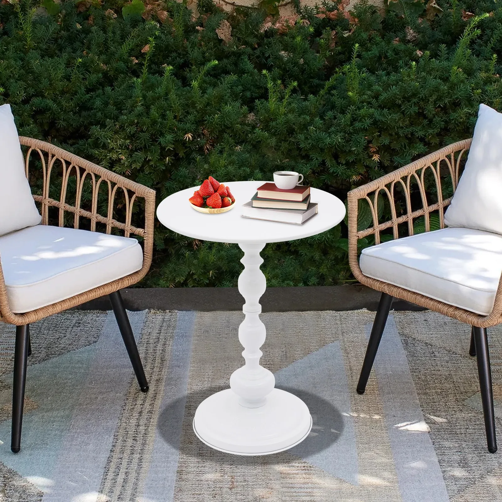 Café TablesКруглый белый торцевой столик для гостиной Напольный журнальный столик Современный приставной столик