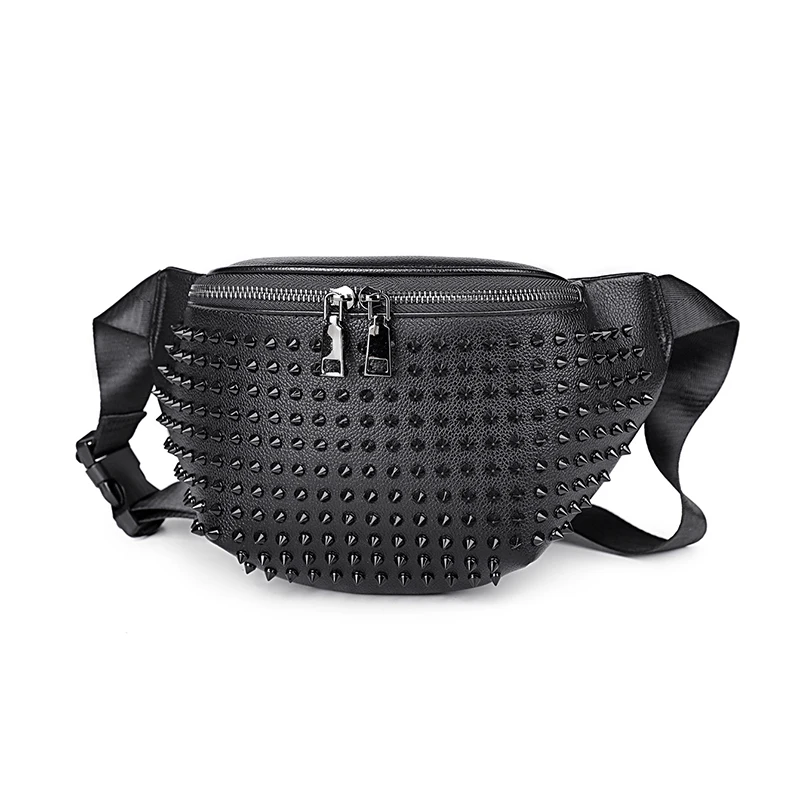 

Men's Crossbody Bag Fashion Rivet Design Quality Leather Chest Bag Trendy Retro Unisex Print Wallet Shoulder Bag Casual Shopper