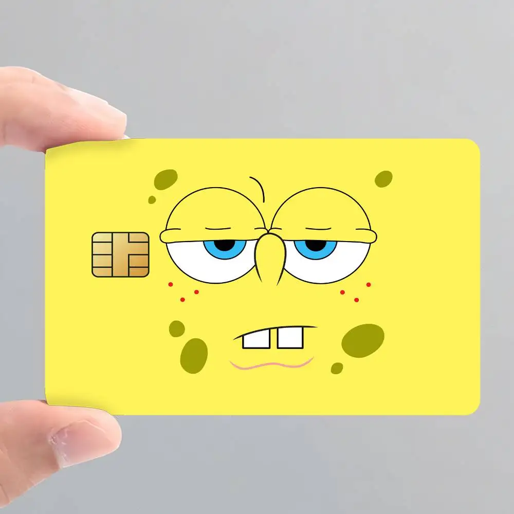 ملصقات جلدية لبطاقة الائتمان S-SpongebobS الكرتونية لبطاقة البنك والحافلة المتروية هدية مقاومة للماء