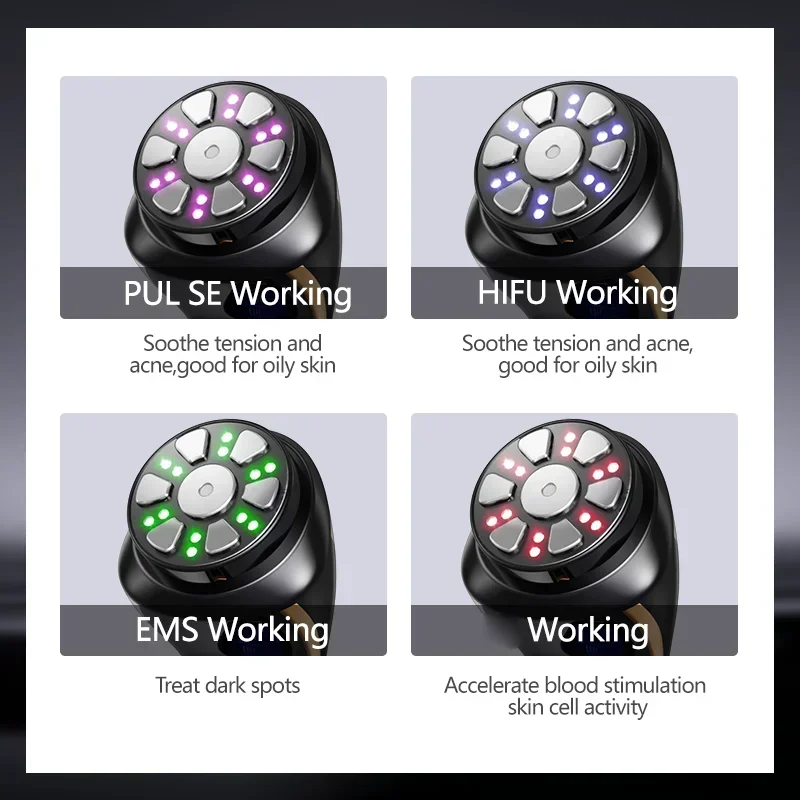 أحدث 4 في 1 آلة HIFU صغيرة الجيل الثالث EMS نبض الاحماء مدلك الوجه للوجوه والجسم جهاز التجميل بالموجات فوق الصوتية