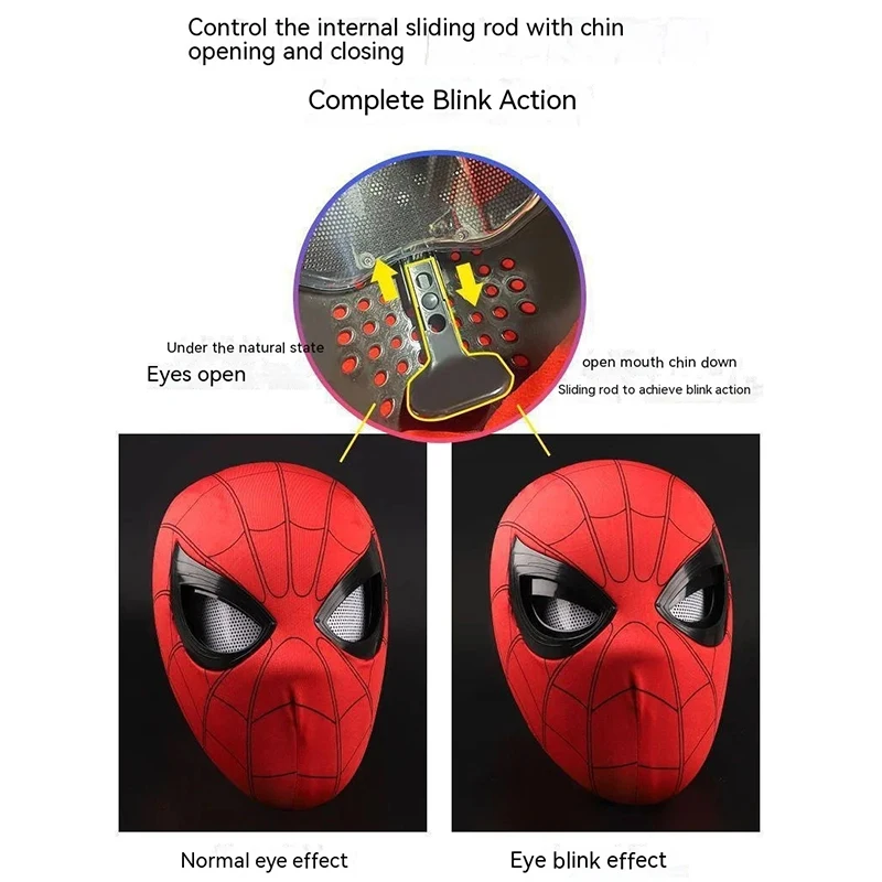 Máscaras de Spider Man Miles que pueden parpadear, tocado de Cosplay, modelo de ojos móviles, accesorios de fiesta, juguetes elásticos para adultos y niños, regalo de Navidad y Halloween