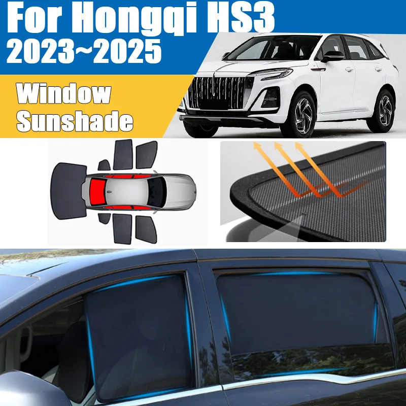 

Солнцезащитная шторка для автомобиля Hongqi HS3 2023 2024 2025: сетчатая, с защитой от УФ-лучей, для конфиденциальности, на лобовое стекло, автоаксессуар