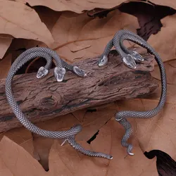 Stainless Steel Three Head Snake Elf Ear Clip Earrings Women Fashion Wedding Party Jewelry Handmade Quality Punk Hip Hop Earring