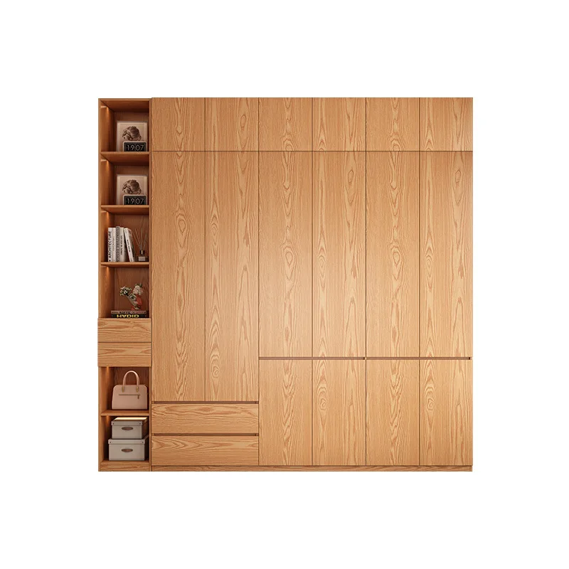 Armario de madera maciza para dormitorio, armario de dormitorio principal con puerta de 2.5 a 3 metros de altura, armario de roble segmentado.