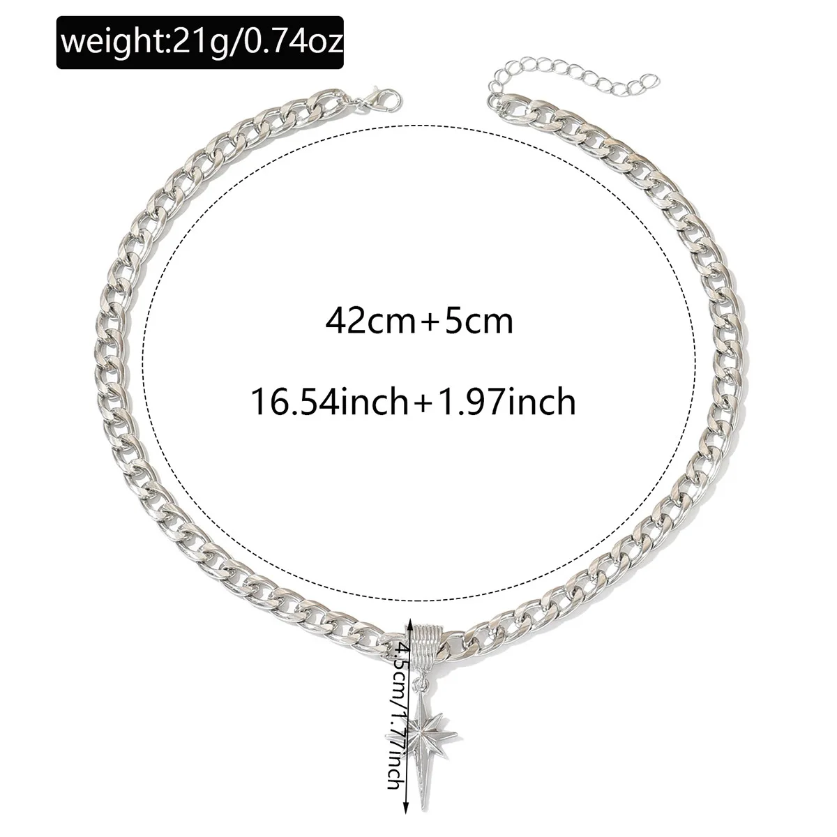 Hip hop necklace with female minimalist octagonal personality, Cuban thick chain, niche collarbone chain X2175B