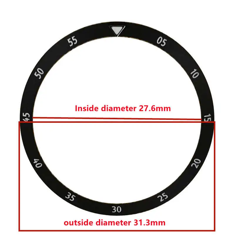 31.3mm Watch Chapter Ring for NH35 NH36 4R 6R Modified Scale Rings for Skx007 Skx009 Watches Accessories Inner Diameter 27.6mm