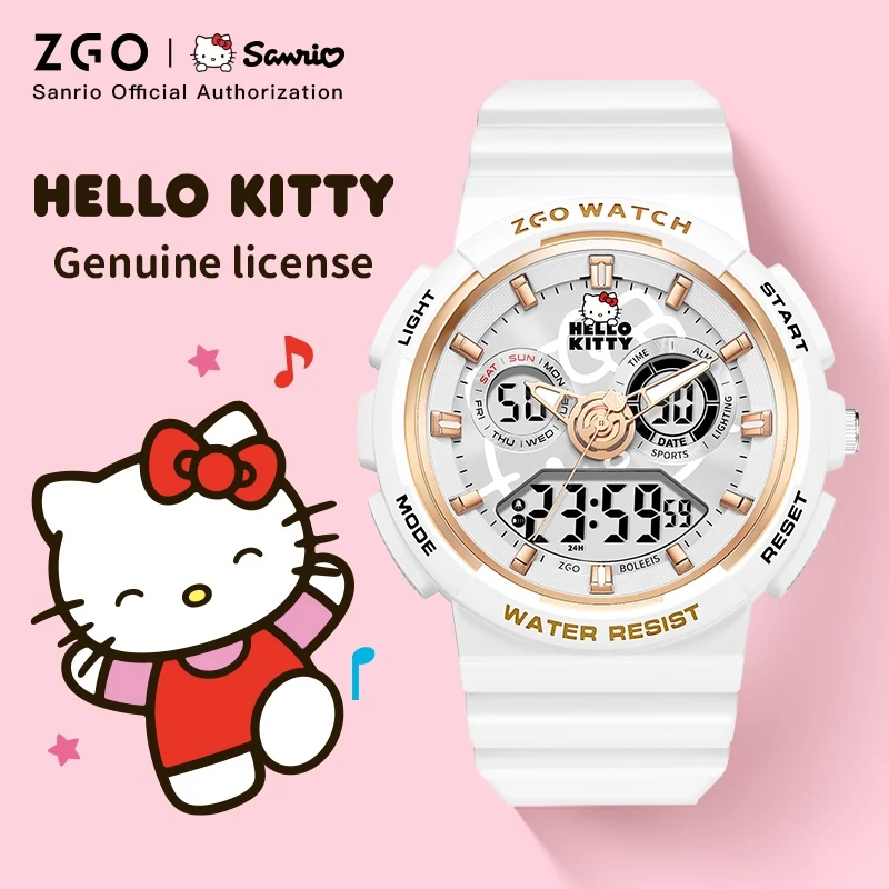 ZGO x Sanrio Hello Kitty Kids Watch for Girls, Students, Waterproof, Luminous, Sports, Digital Watch 862