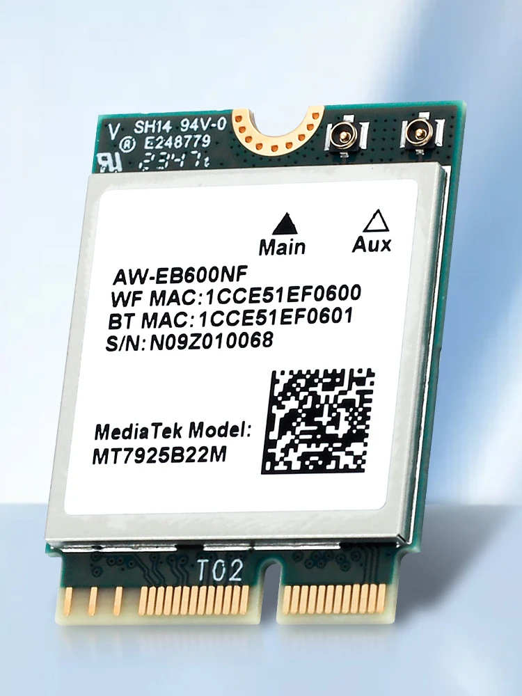 Adapter bezprzewodowy WiFi 7 MT7925 M.2 NGFF Tri Band 2.4G/5G/6GHz BT 5.4 802.11AX z zestawem antenowym do PC z systemem Win 10/11 — zdjęcie produktu 7