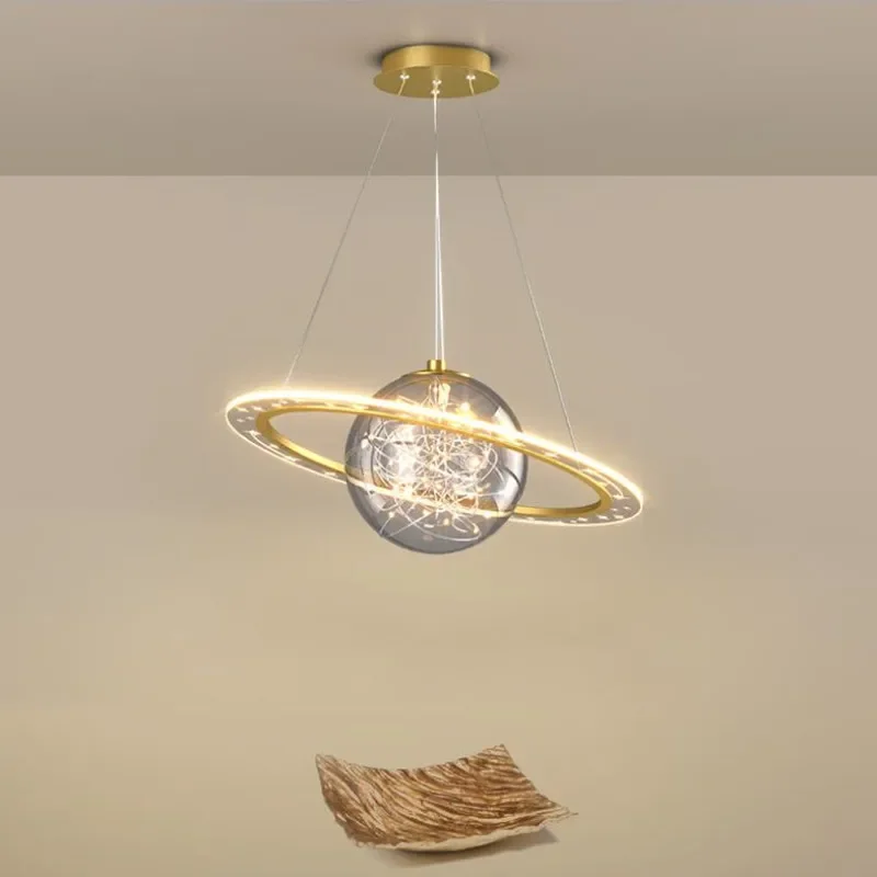 

Nordic Restaurant Lamp Led Modern Chandelier Bedroom Children's Room Lamp Creative Space Planet Ceiling Lamp