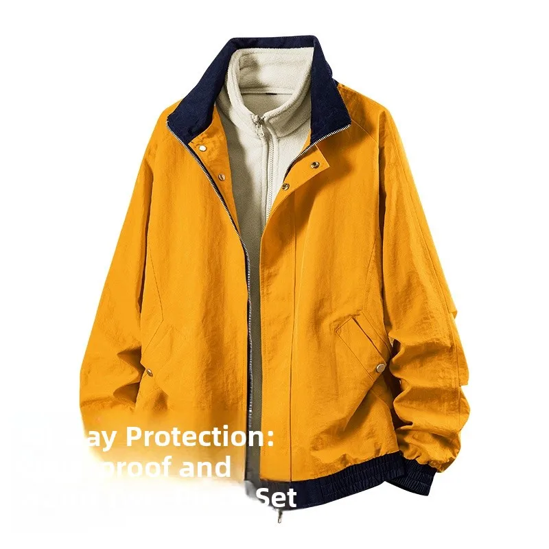 

Мужской комплект из двух предметов: утепленная куртка с воротником-стойкой и флисовой подкладкой, повседневная верхняя одежда для осени и зимы, теплый модный ансамбль