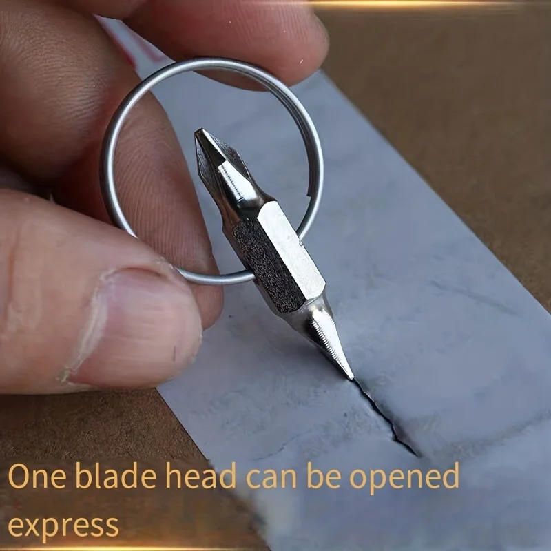 1pc Mini Metal Multi-functional Pocket Repair Tool, Portable Keychain Screwdriver Set with Slotted & Phillips Cross