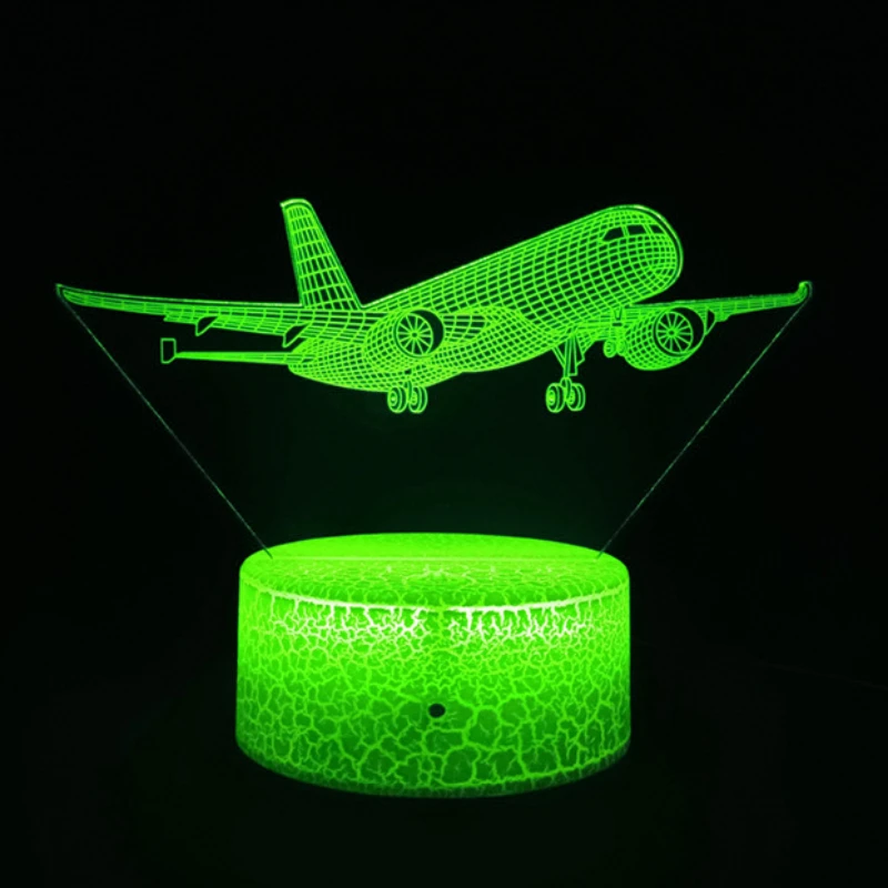 Airplane 3d Night Light Usb Plug-in Touch Table Lamp Room Decor Bedside Nightlight Child Birthday Christmas Gifts for Kids Boys