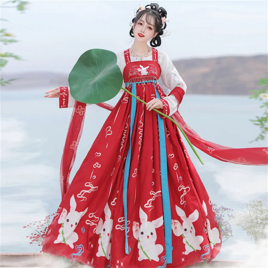 Chinese Folk Dance Costume Traditional Kimono Clothing Fairy Big Wing Skirt Female Women Patchwork Embroidery Hanfu Dress Set