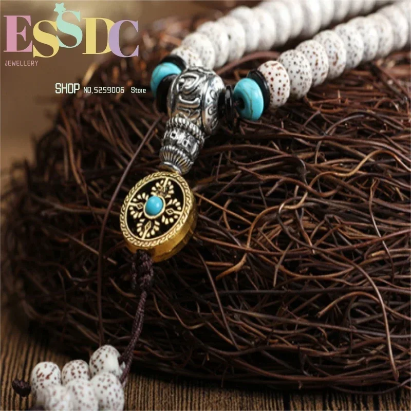 Wholesale Natural Xingyue Bodhi Necklace 108 Buddha Bead Sweater Chain Ethnic Style Rosary Bracelet Tibetan Silver Accessories