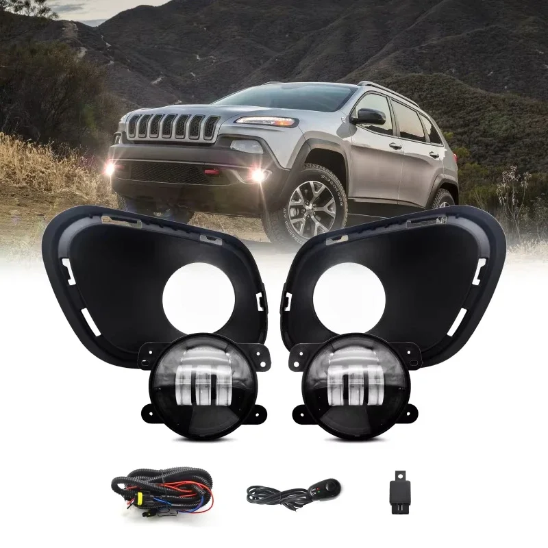 For Jeep Cherokee Sport 2014 2015 2016 Car Led Fog Lam Assembly Front Bumper Fog Light with Cover Modification Accessories