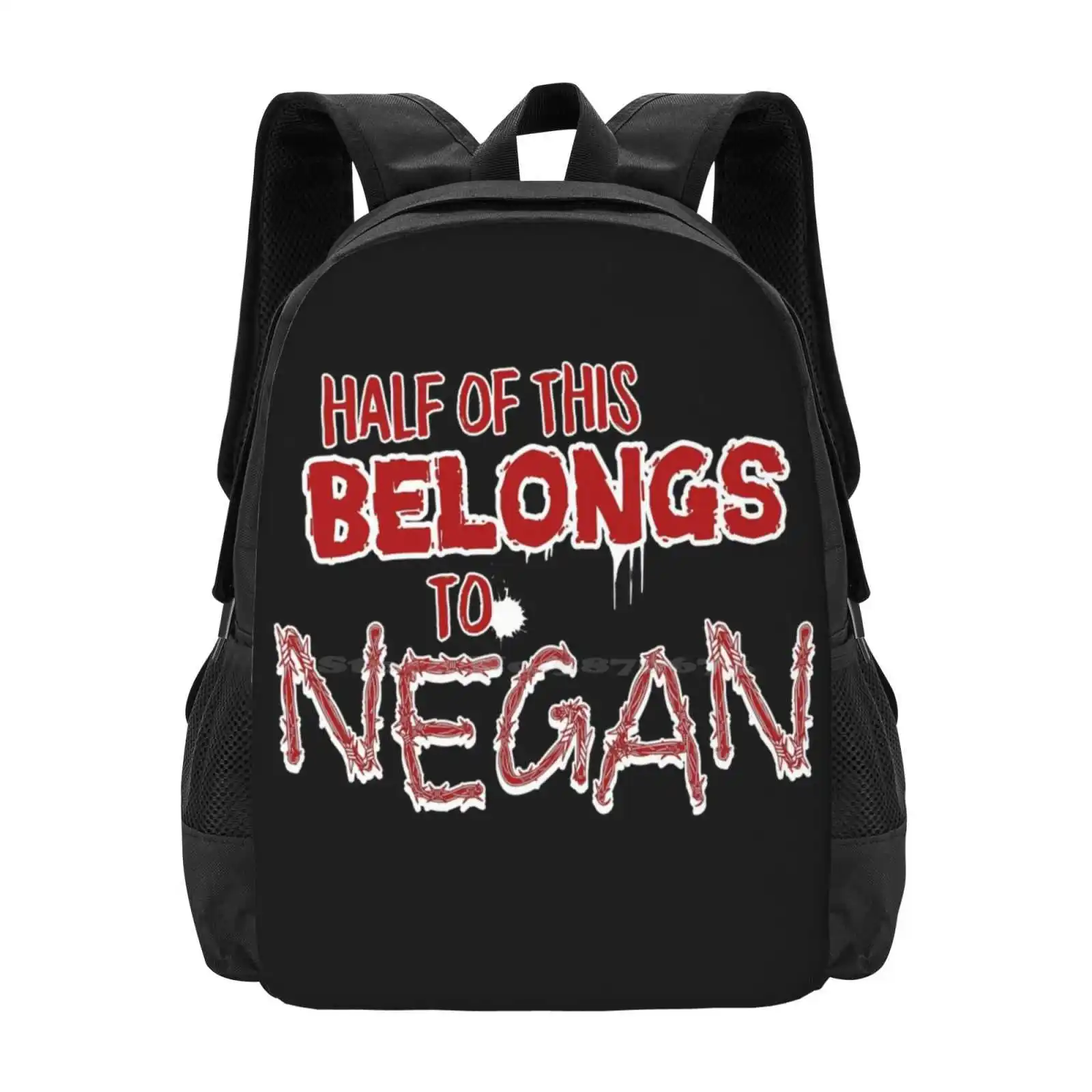 Połowa należy do toreb szkolnych Negan dla nastoletnich dziewcząt torby podróżne na laptopa, Negan The Walking Dead Twd