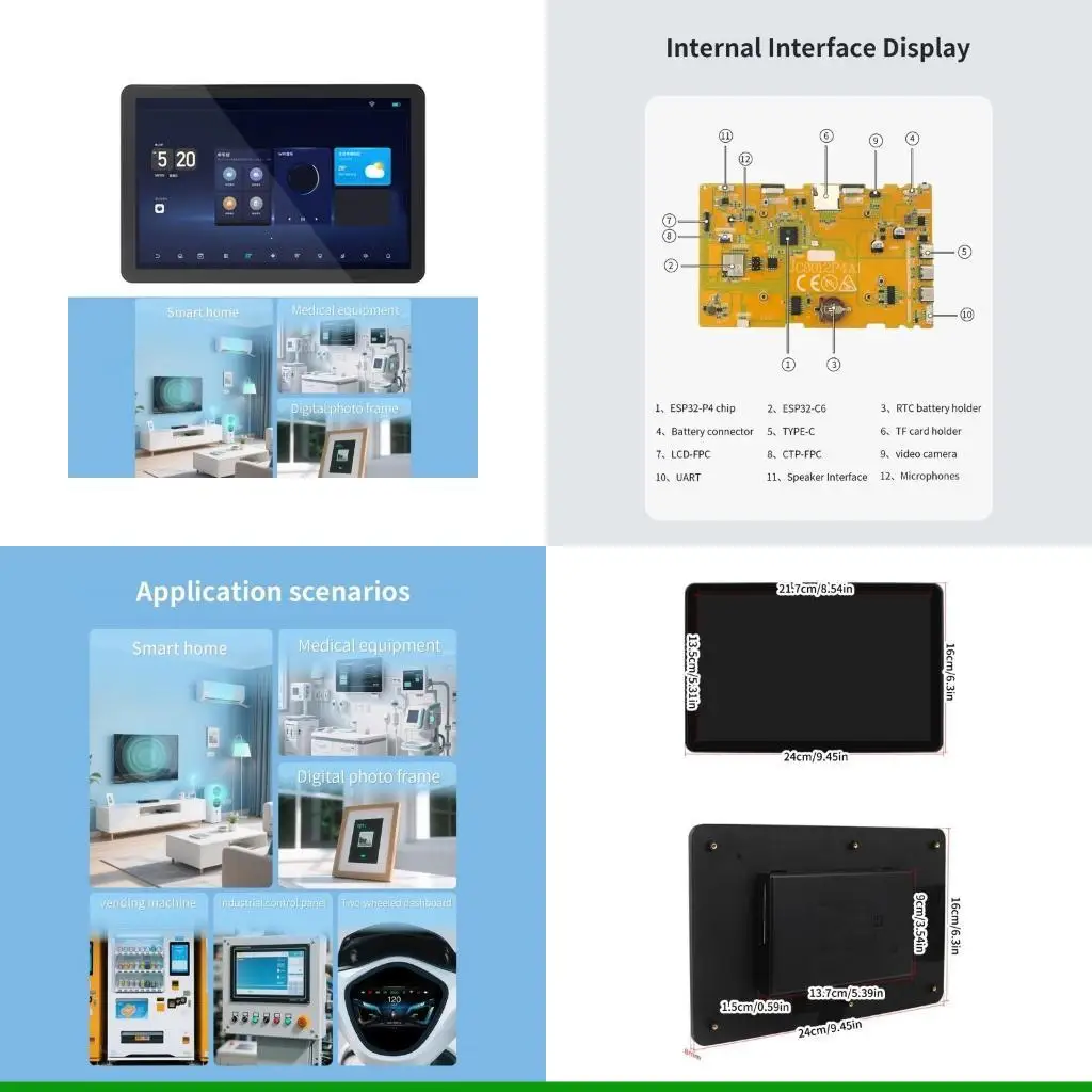 

U55C High Resolution 10.1inches ESP32P4 Development Board WiFi6 Bluetooth-compatible 5 Multimedia Control
