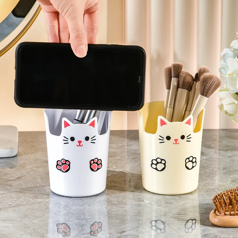 1 Piece Creative Pencil Organizer for Student Cute Cartoon Cat Paw Pencil Stationery Phone Holder Lovely Makeup Brush Holder