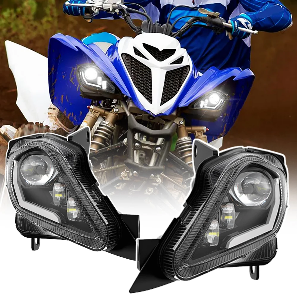 E24 ATV LED Headlight for Yamaha YFZ 450 450R 450X 450V Quad LED Headlights with LED DRL & Turn Signal Lights Parts Accessories