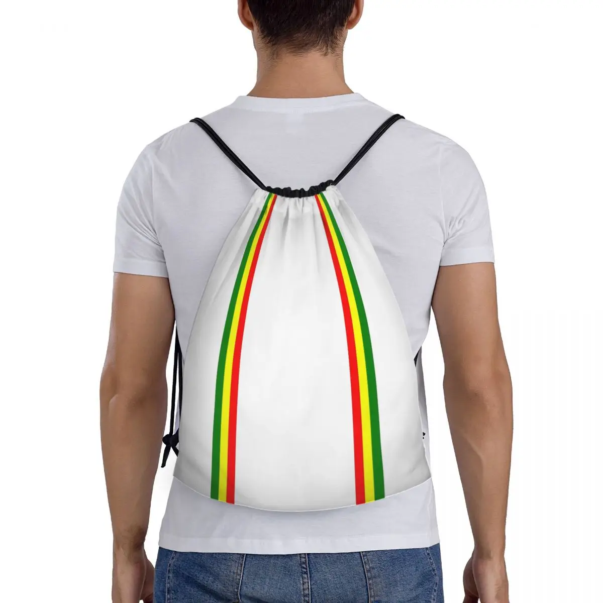 Rasta Streep Rasta Kleur Trekkoord Rugzak Sport Gym Tas Voor Mannen Dames Jamaican Shopping Sackpack