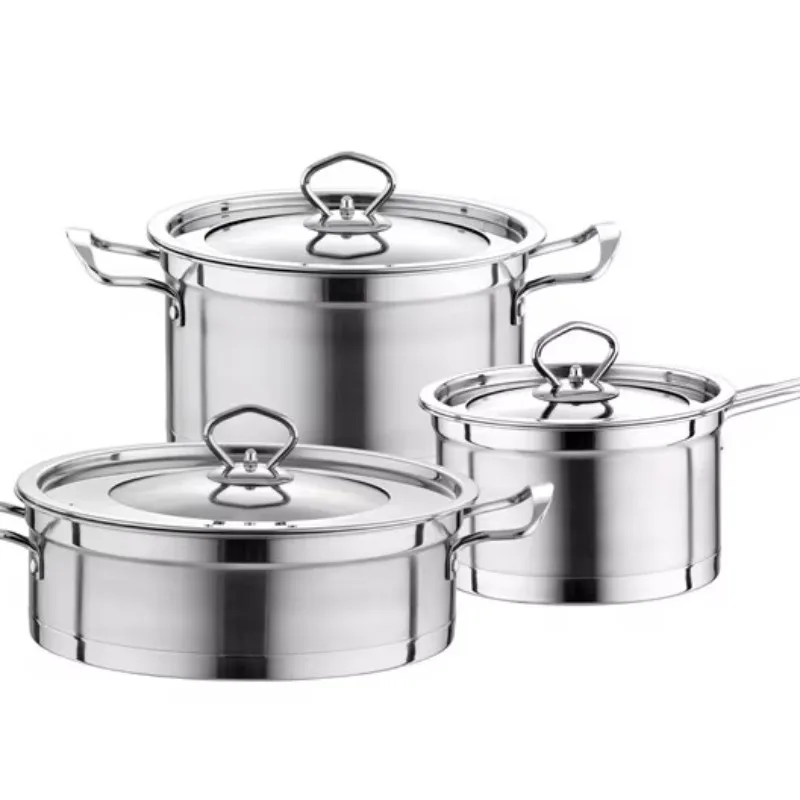 

Factory Home Cooking Soup & Stock Pots Metal Kitchen Capsuled Bottom Casserole Pot 201 Stainless Steel Stockpot with Glass Lid