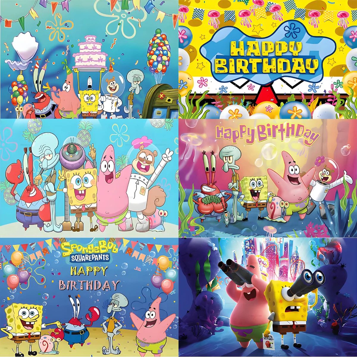 SpongeBob Party Backdrop Panel Photography Save Beechburg Boy Birthday Decoration Party Background Baby Shower Photo Banner