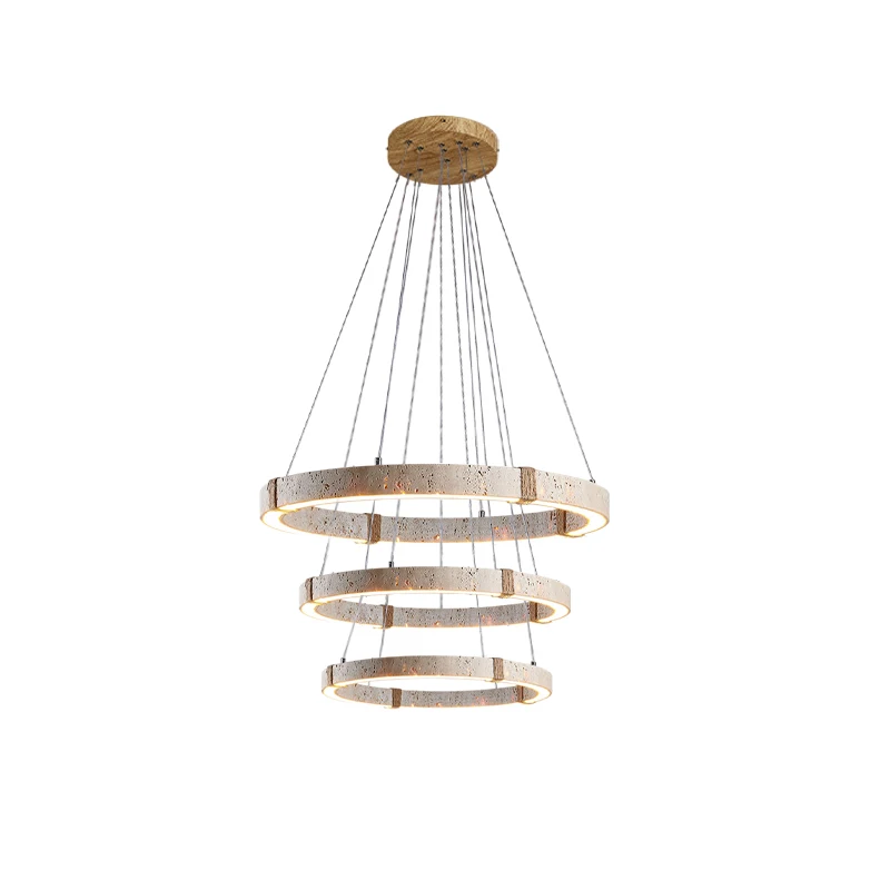 Wood Stone Ring 40-60cm Dimmable LED 2026 Chandelier Lighting Suspension Luminaire Hanging Lamps Lampen For Dinning Room
