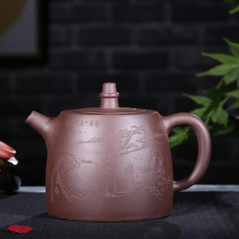 

Authentic Yixing Zisha Teapot Original Mine Extra Large Jinglan Purple Clay Hanze Teapot(With Certificate)