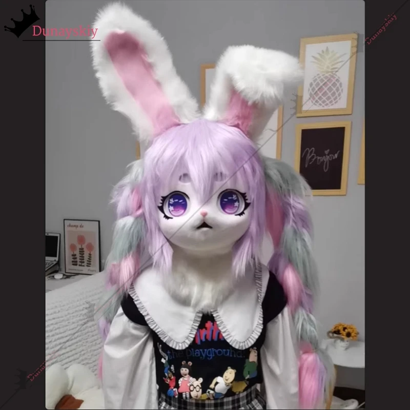 Cute Fursuit Cosplay Headset Furry Costume Animal Cat Rabbit Doll Beast Mask Paw Head Base Comiket Furry Kig Kigurumi 2025