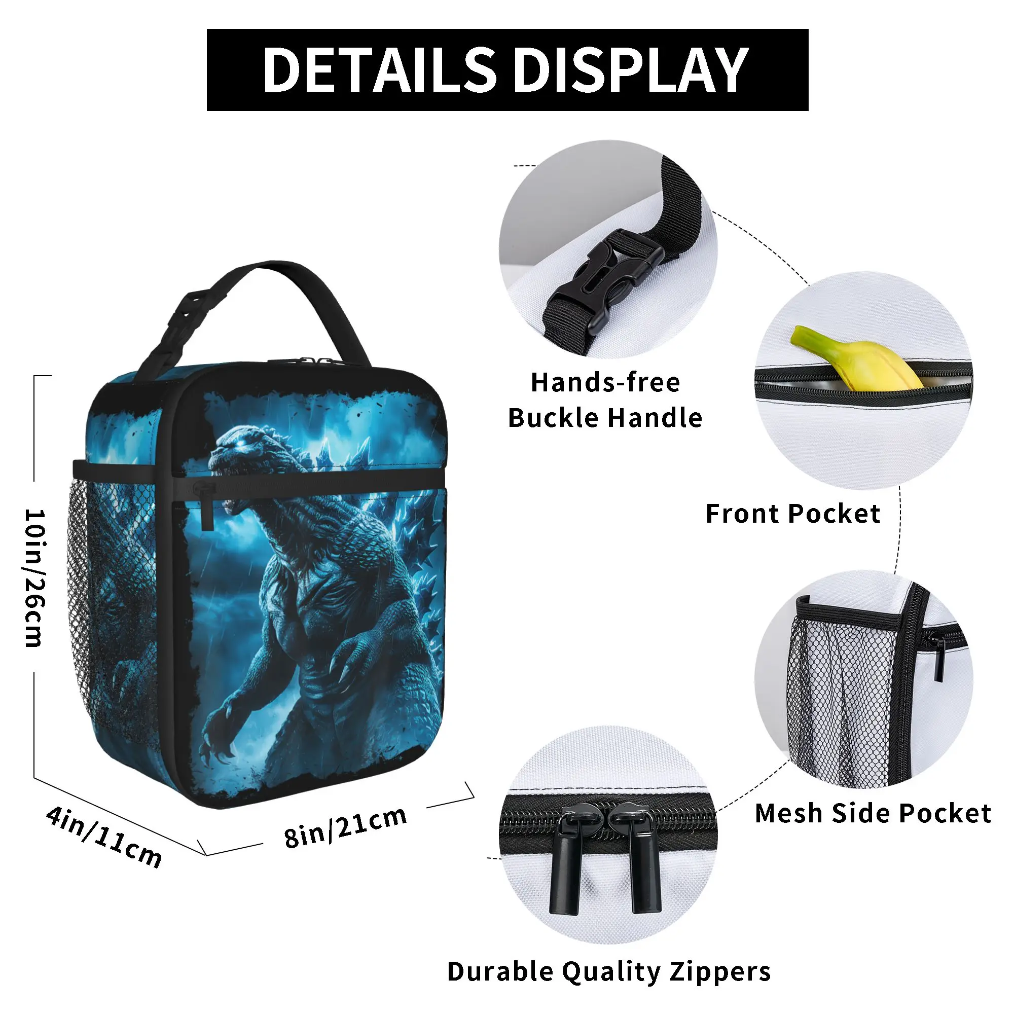 Godzillaed Lunch Bag  School Lunch Box For Child Back To School Thermal Lunch Bags Waterproof Convenient Cooler Bag - view 5