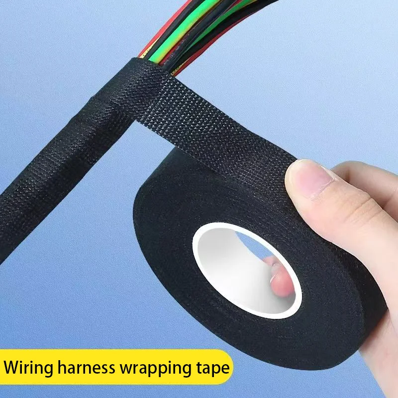 15m 19MM 25MM 32MM Black Velvet Wiring Bundle Flame Loom Harness Retardant Electrical Tape Adhesive Cloth Fabric Wiring